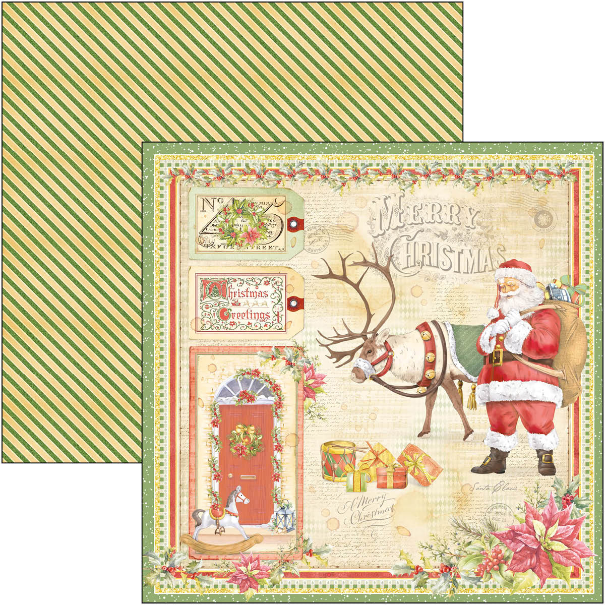 Ciao Bella 1 Piece WREATHS & TOYS Scrapbook Paper Scrapbooking Paper 12 X 12  Inches Mixed Media Made in Italy CBSS167 