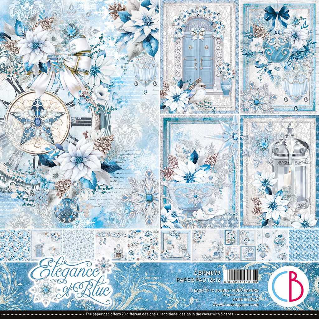 icy blue floral winter designs scrapbook paper from Ciao Bella