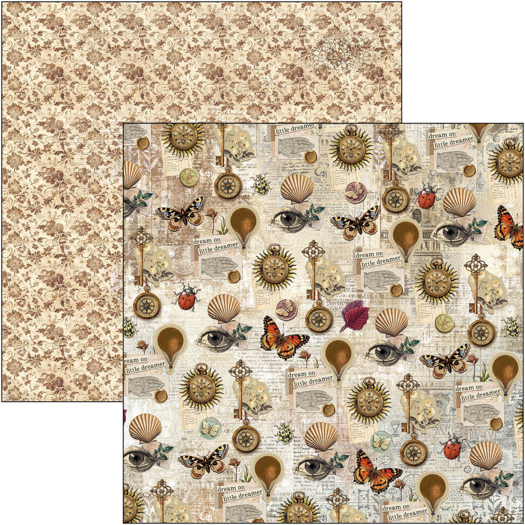 Cabinet of Curiosities 12x12 Scrapbook pad, 12 double sided papers. Insect and vintage theme.