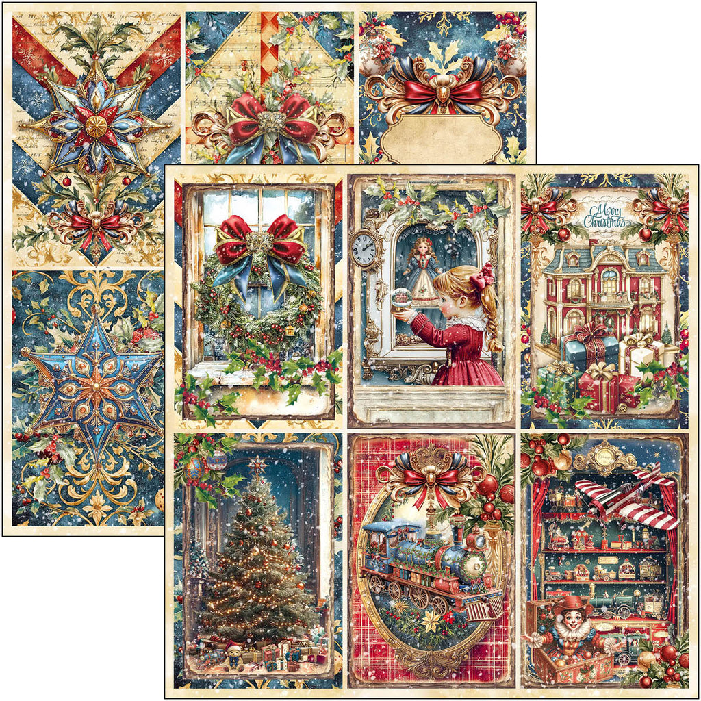 Collage of festive Christmas-themed illustrations with decorative elements.