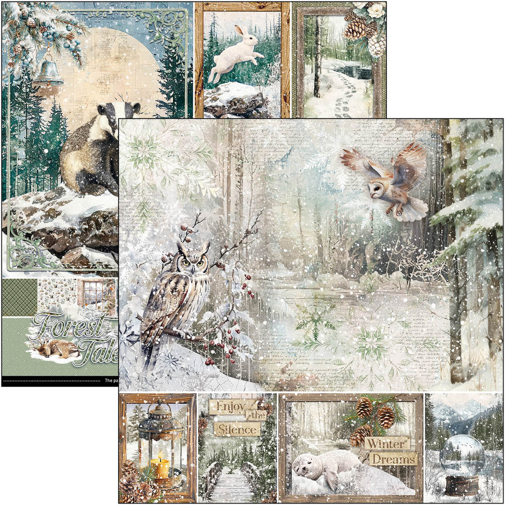 Collage of winter-themed images with animals and nature elements.