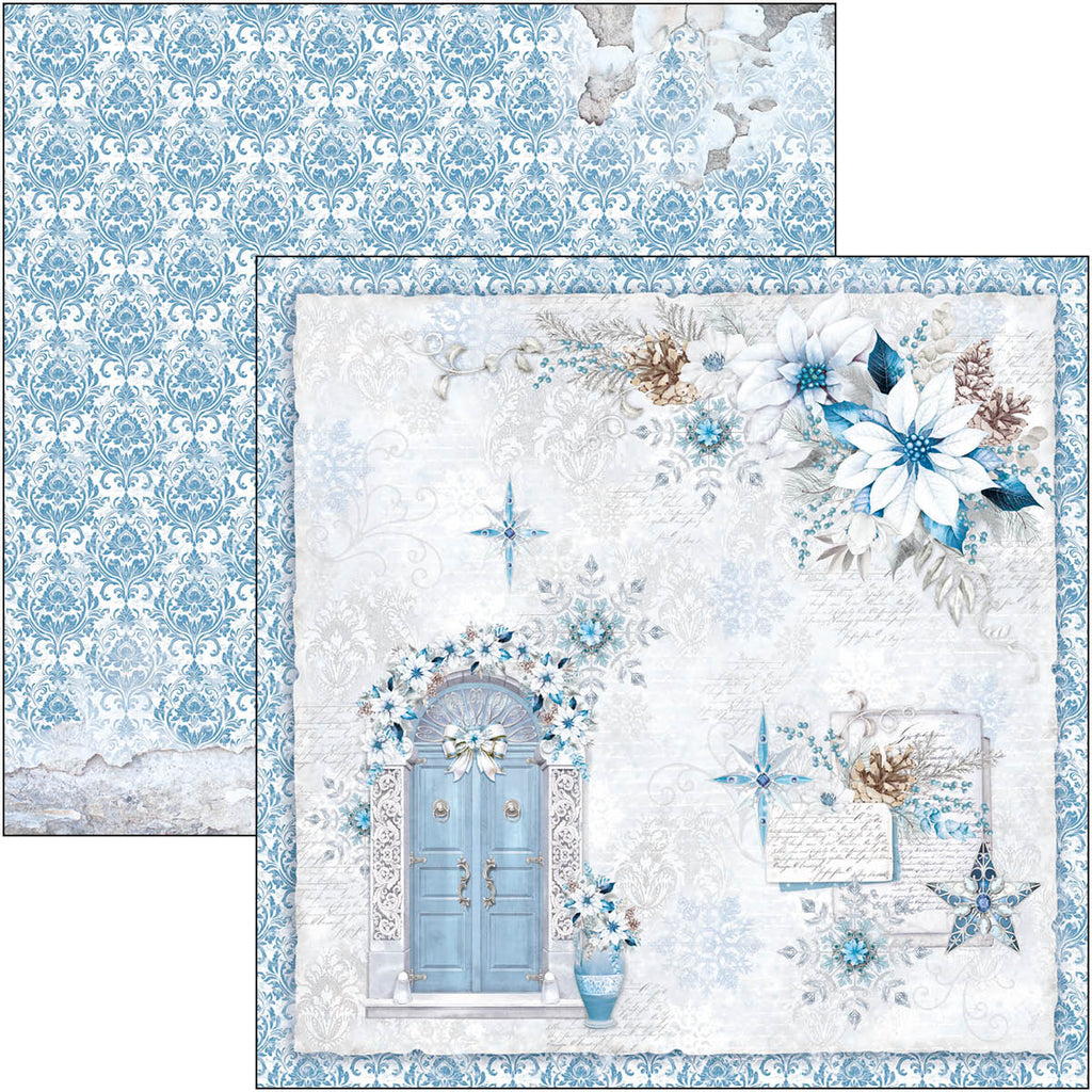 icy blue floral winter designs scrapbook paper from Ciao Bella