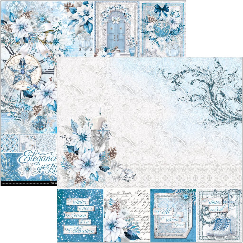 icy blue floral winter designs scrapbook paper from Ciao Bella