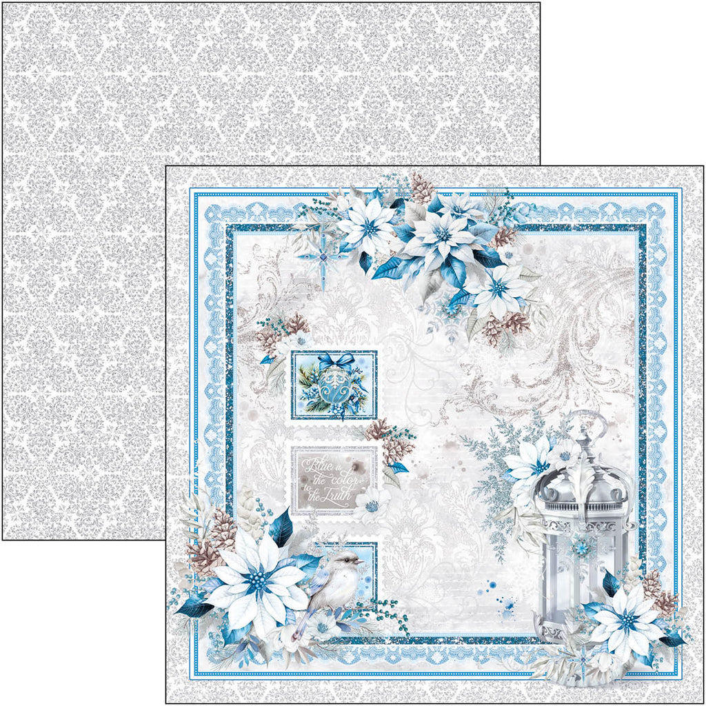 icy blue floral winter designs scrapbook paper from Ciao Bella