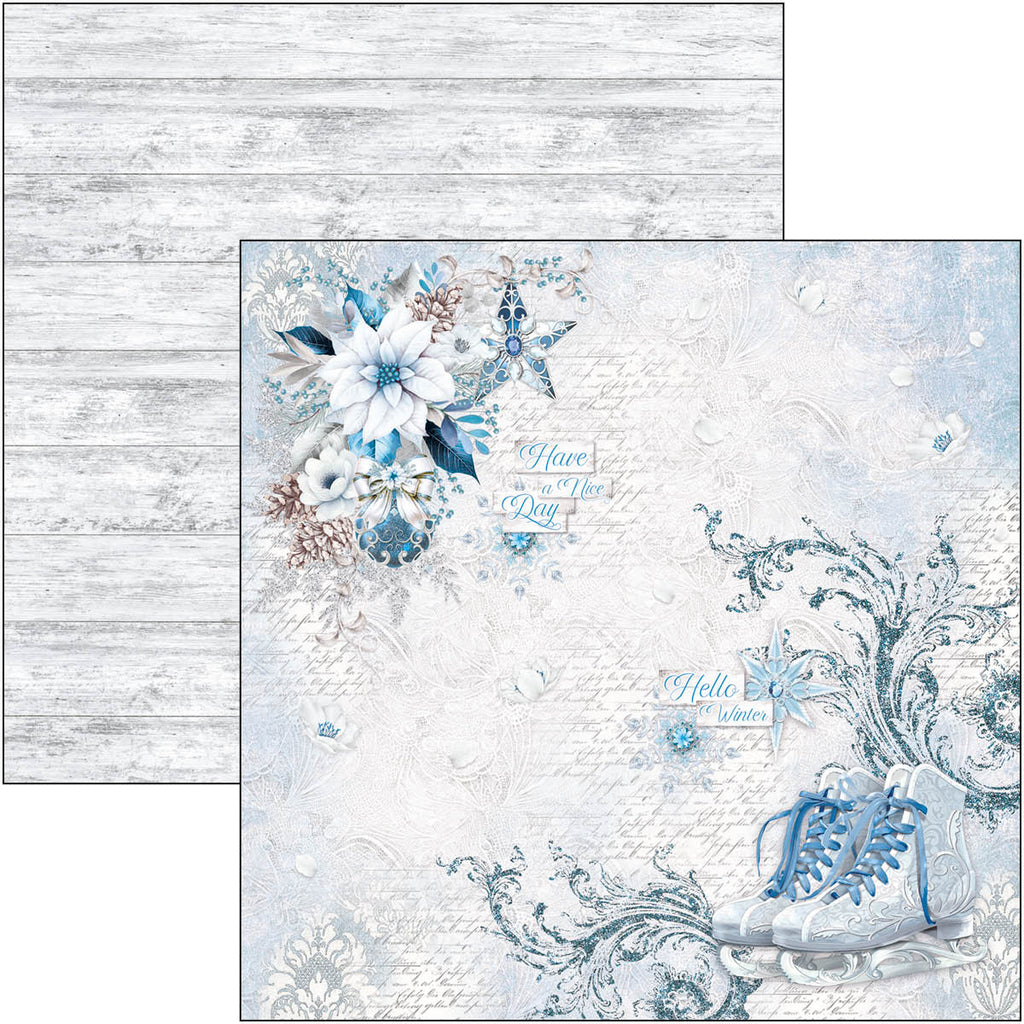 icy blue floral winter designs scrapbook paper from Ciao Bella