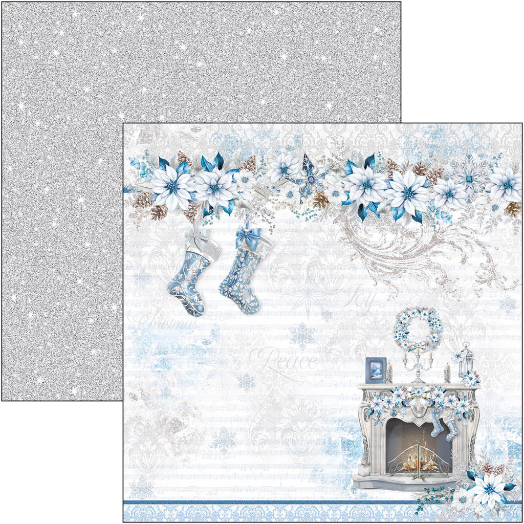 icy blue floral winter designs scrapbook paper from Ciao Bella