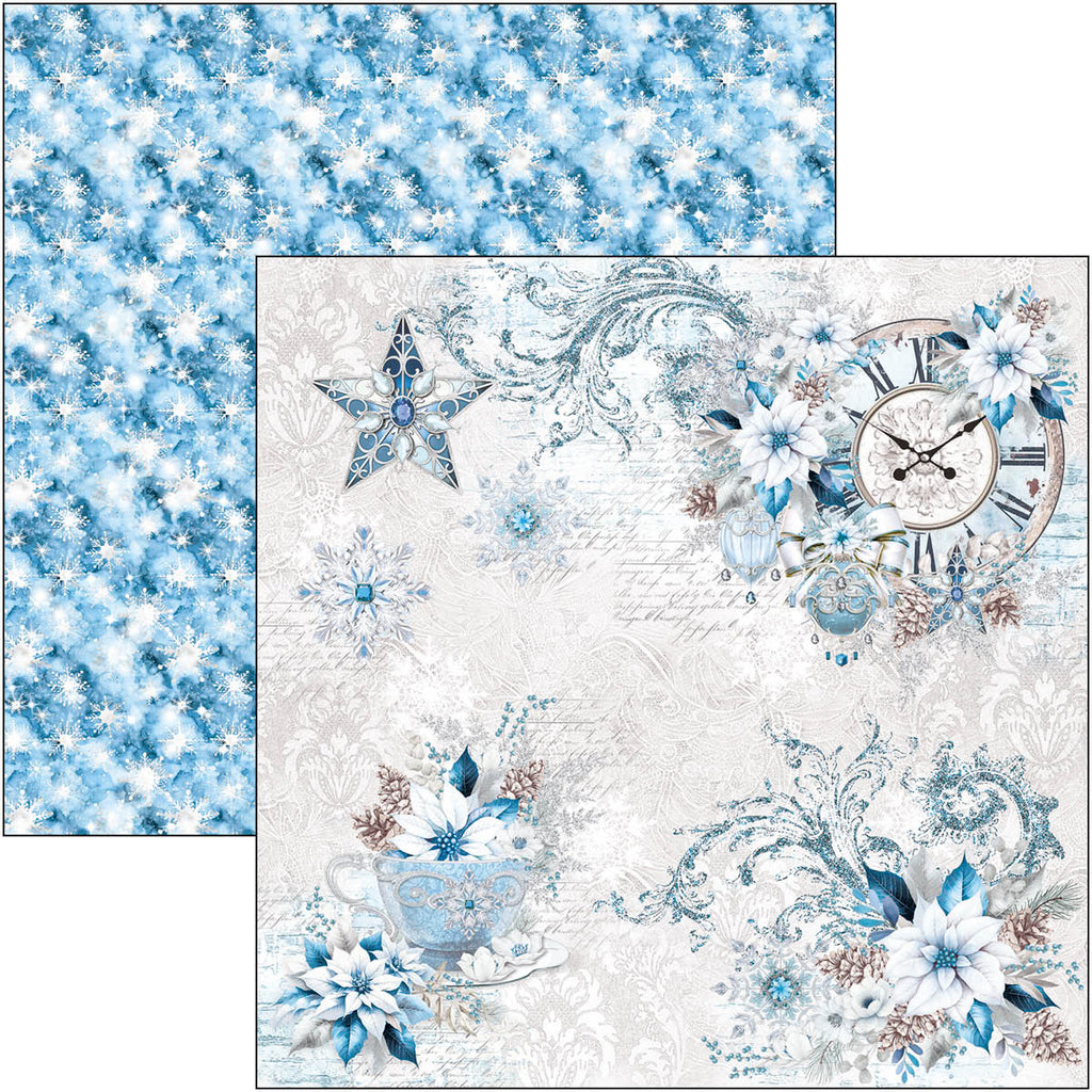 icy blue floral winter designs scrapbook paper from Ciao Bella