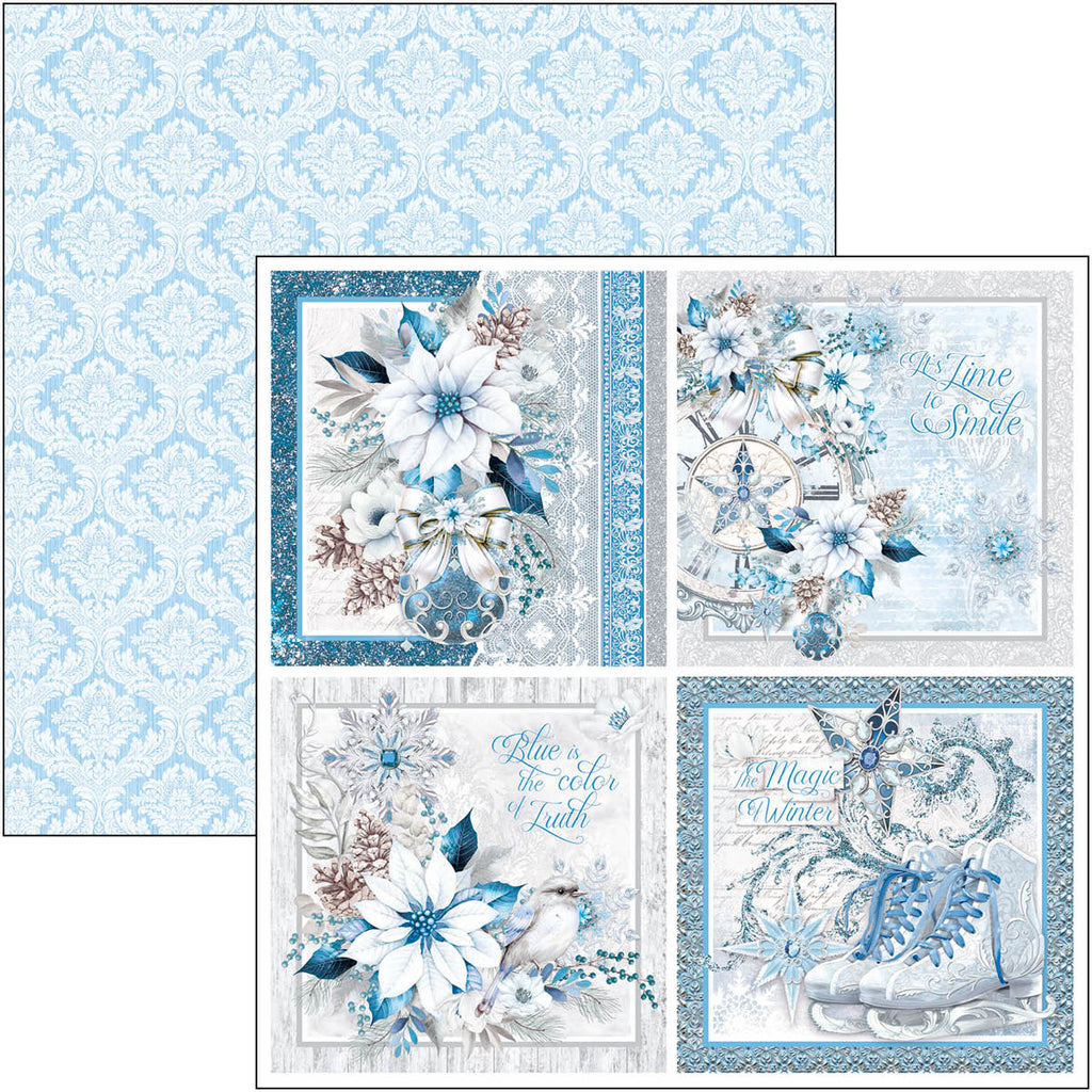 icy blue floral winter designs scrapbook paper from Ciao Bella