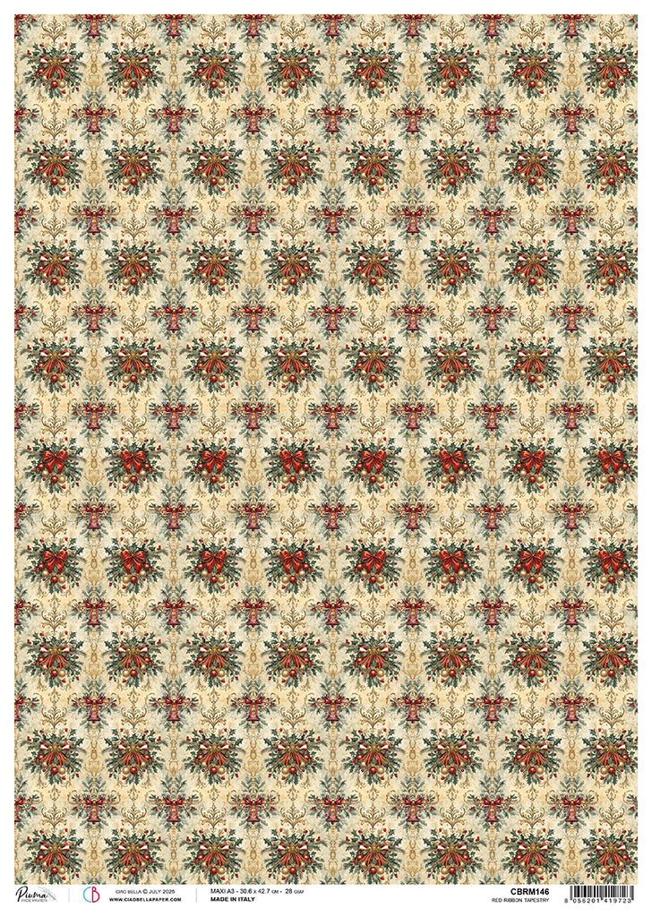 Patterned paper with floral design on a beige background