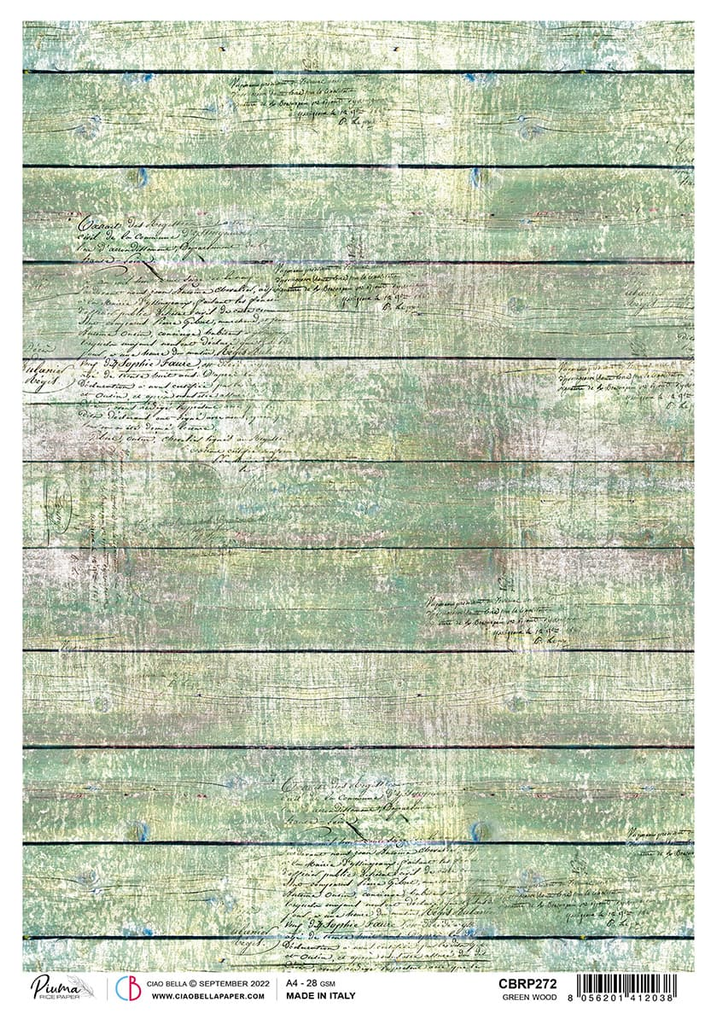 green wood paneling A4 Rice paper for Decoupage
