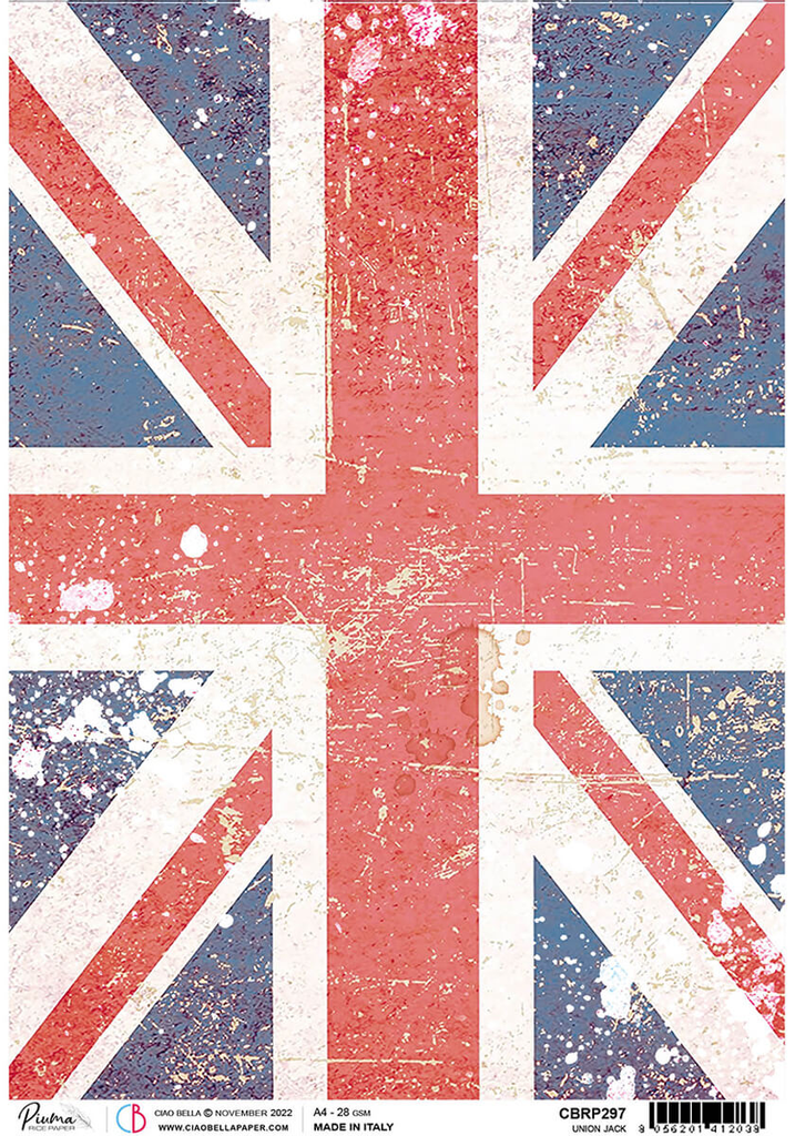 a worn Union Jack A4 Rice paper for Decoupage