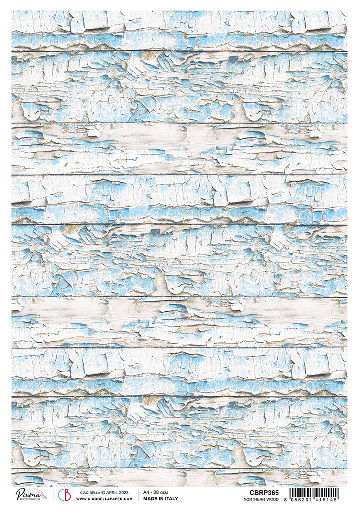 Textured blue and white wood grain; Decoupage Paper from Ciao Bella.