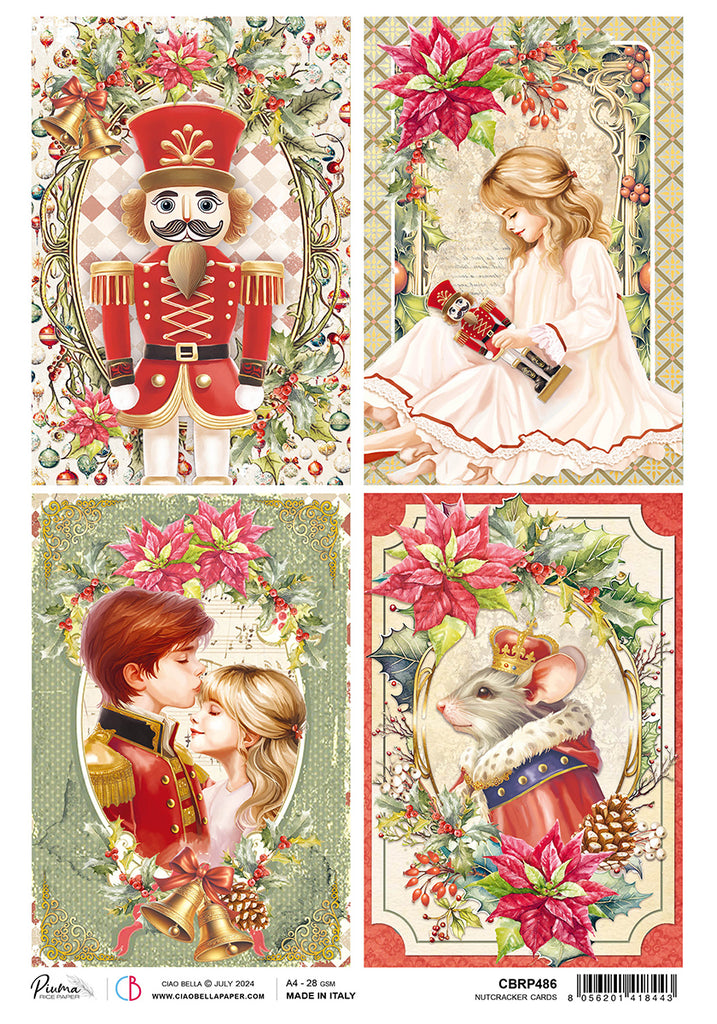 4 images Christmas nutcracker scenes rice paper from Ciao Bella