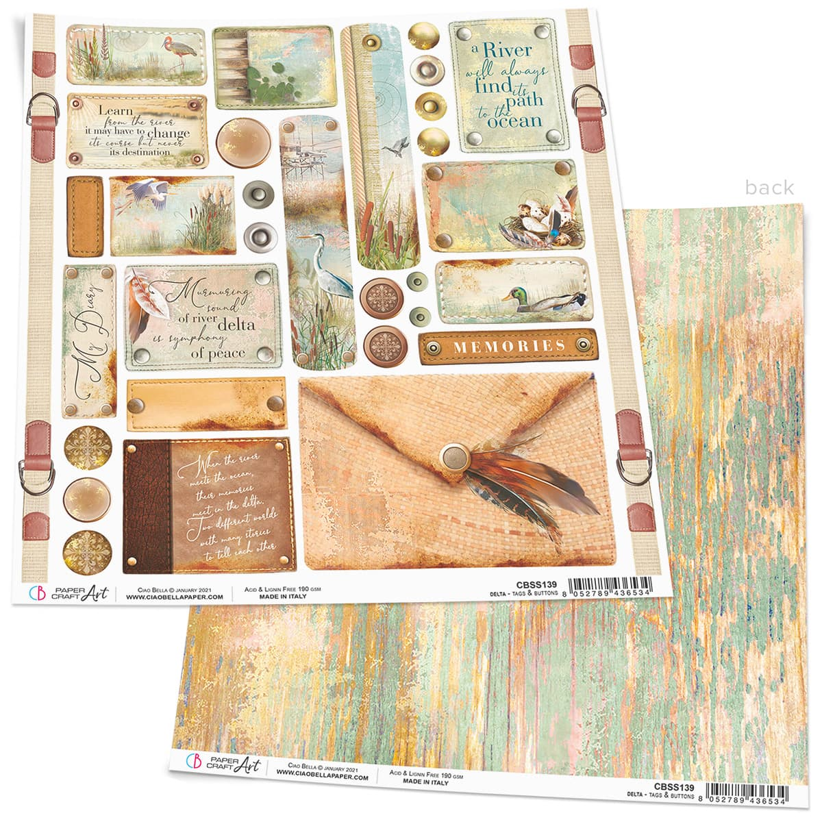 Ciao Bella Delta Tags & Buttons 12x12 Scrapbook Paper for Decoupage ...