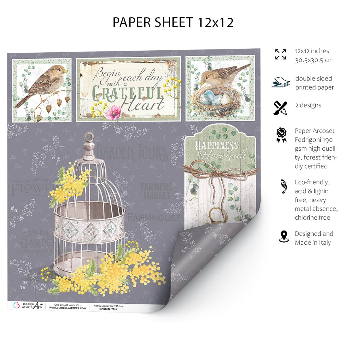 Ciao Bella 12x12 Sparrow Hill 12 X 12 Cardstock Double-sided