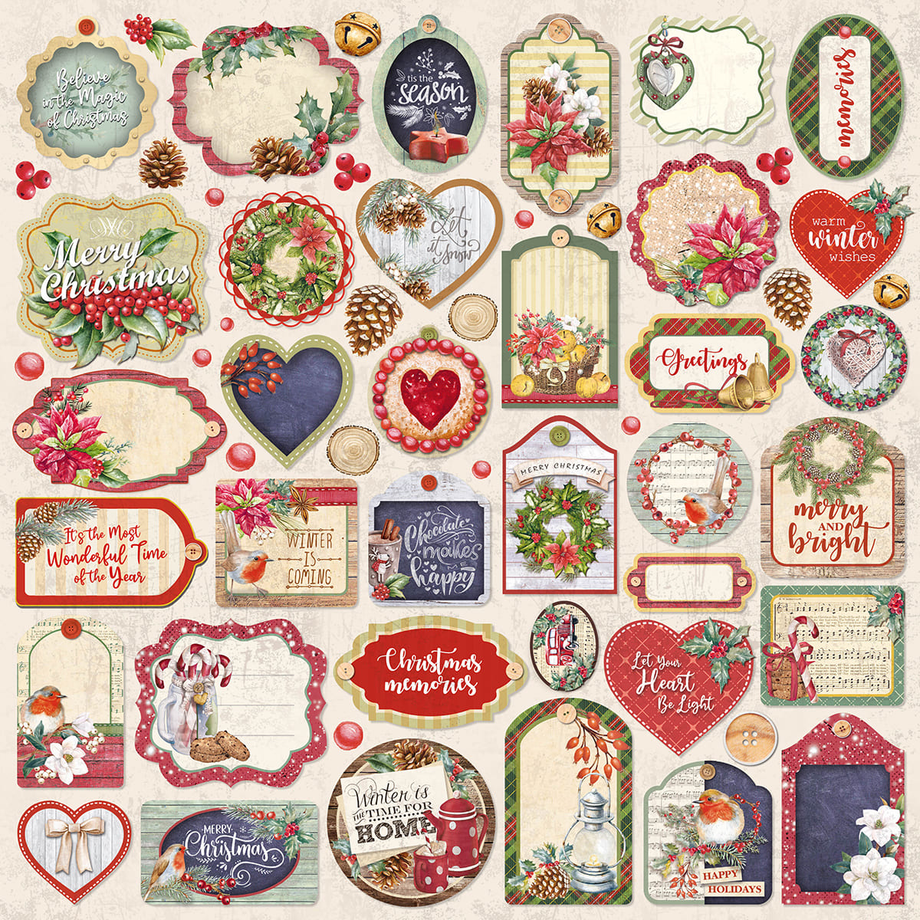 White Christmas Cardstock Stickers 12X12 – Decoupage Napkins.Com