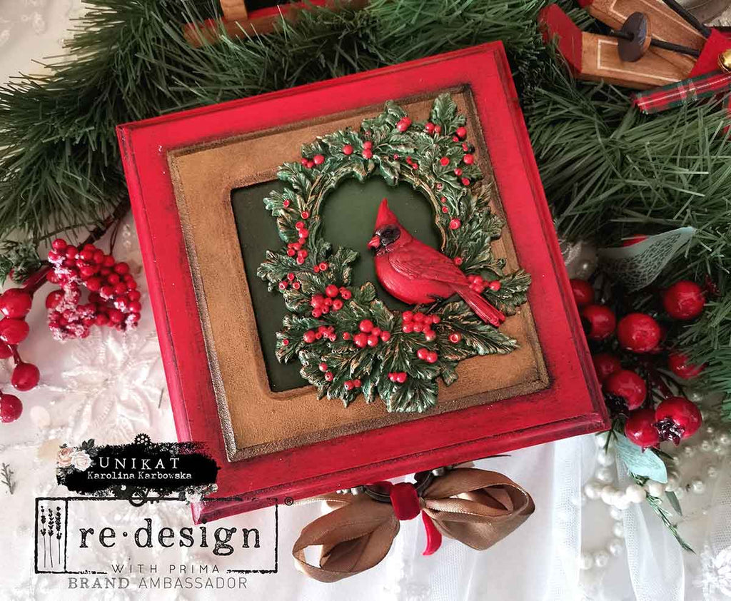 Redesign with Prima Cardinal Cheer mold with 5 figures; wreath cardinals and greenery