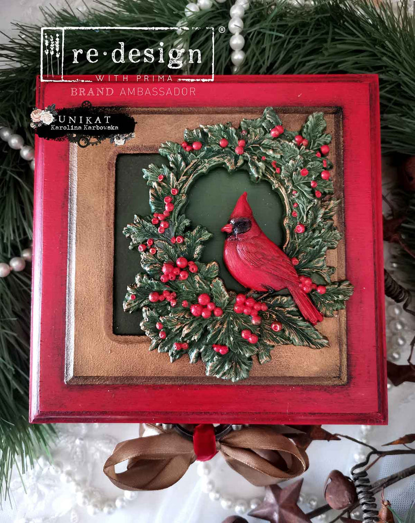 Redesign with Prima Cardinal Cheer mold with 5 figures; wreath cardinals and greenery