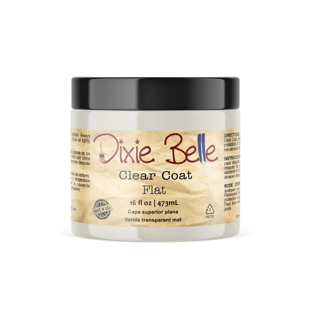 Clear Coat Flat finish in 16 ounce jar by Dixie Belle