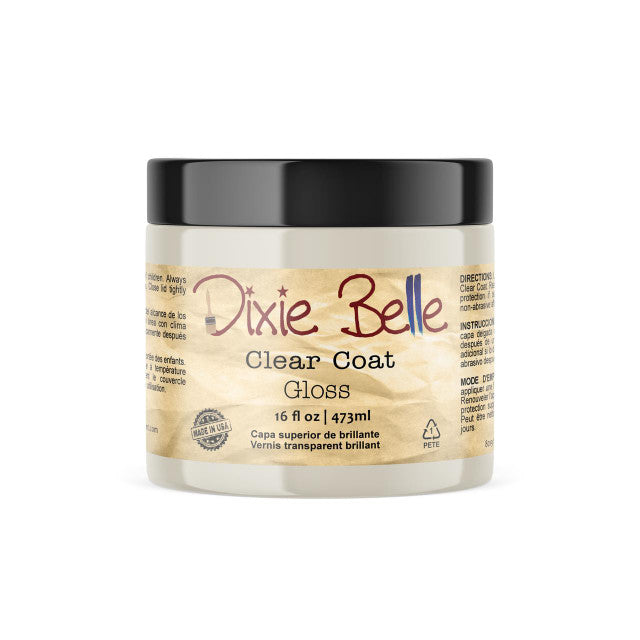 Clear Coat Gloss finish in 16 ounce jar by Dixie Belle