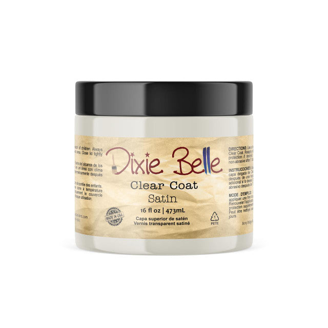 Clear Coat Satin finish in 16 ounce jar by Dixie Belle