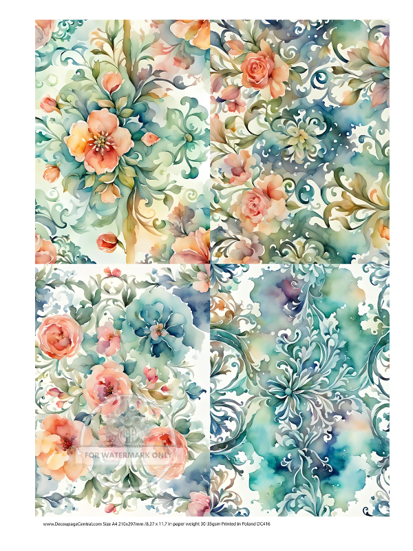 blue and pink floral designs Decoupage Central Rice Paper