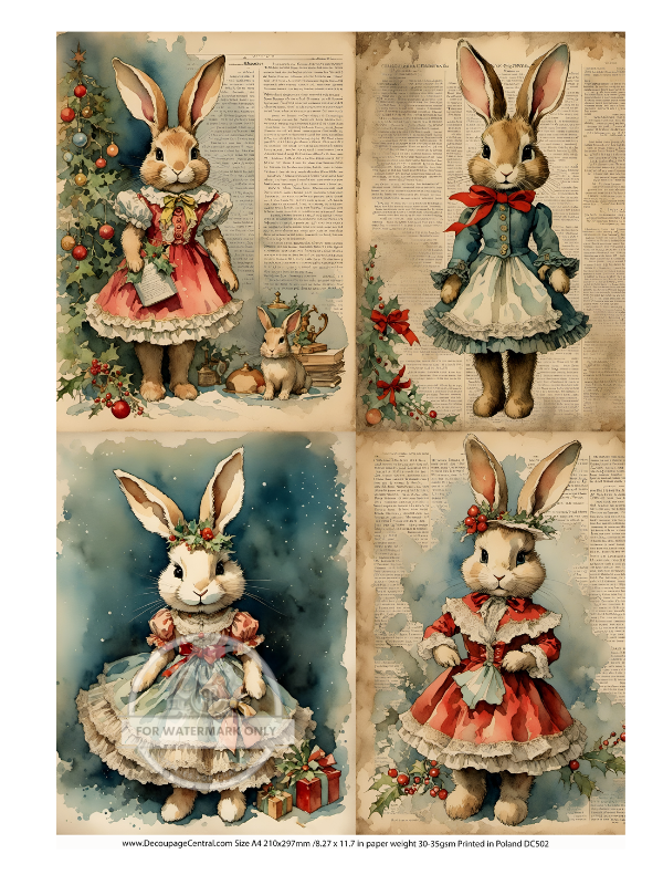 bunnies in dresses on new paper Rice Paper from Decoupage Central