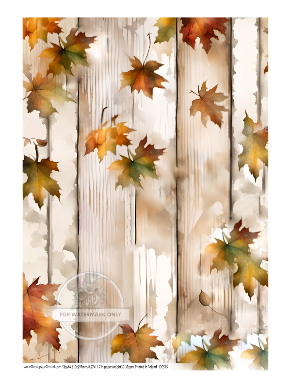 White fences with autumn leavesRice Paper from Decoupage Central