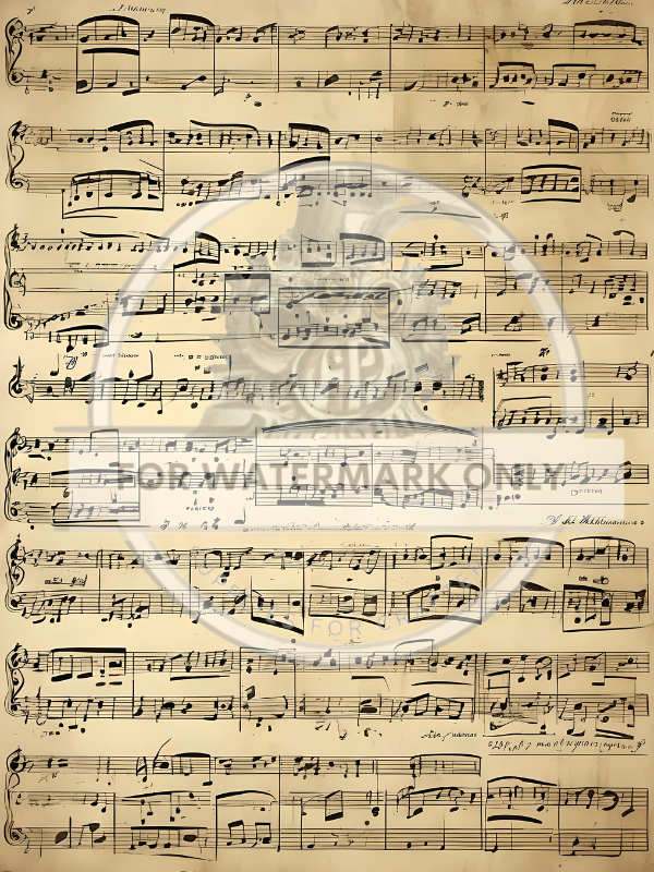 Symphony orchestra score on sepia vintage rice paper by Decoupage Central.