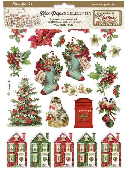 Festive coordinating classic christmas scenes. Stamperia Rice Paper Set