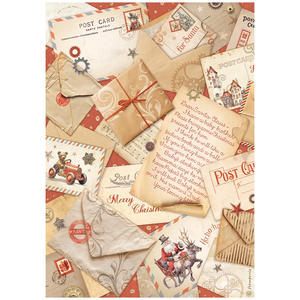 Assorted Christmas letters to Santa and postcards. Stamperia high-quality European Decoupage Paper