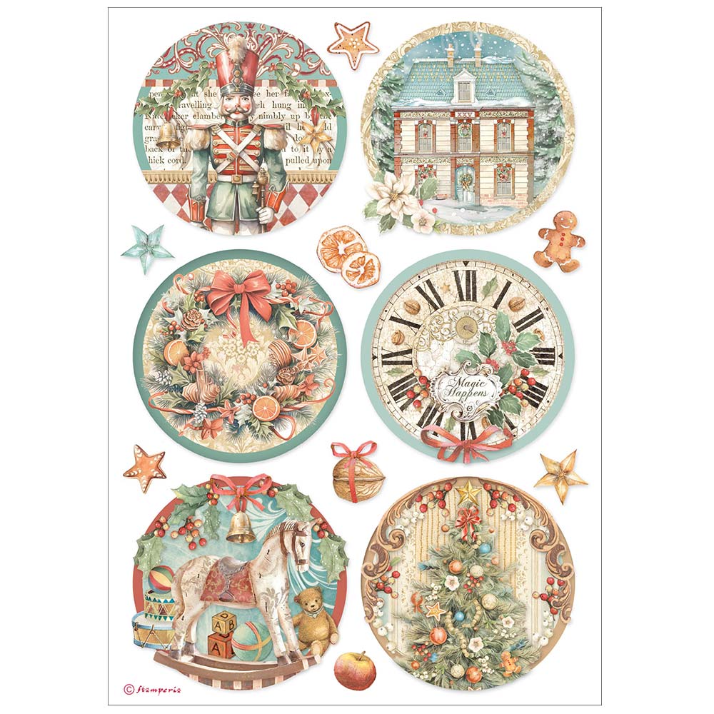 Festive coordinating Nutcracker holiday scenes. Stamperia Rice Paper Set