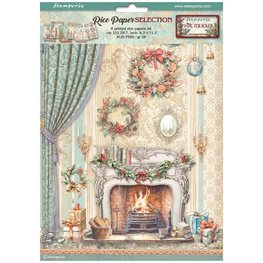 Festive coordinating Nutcracker holiday scenes. Stamperia Rice Paper Set