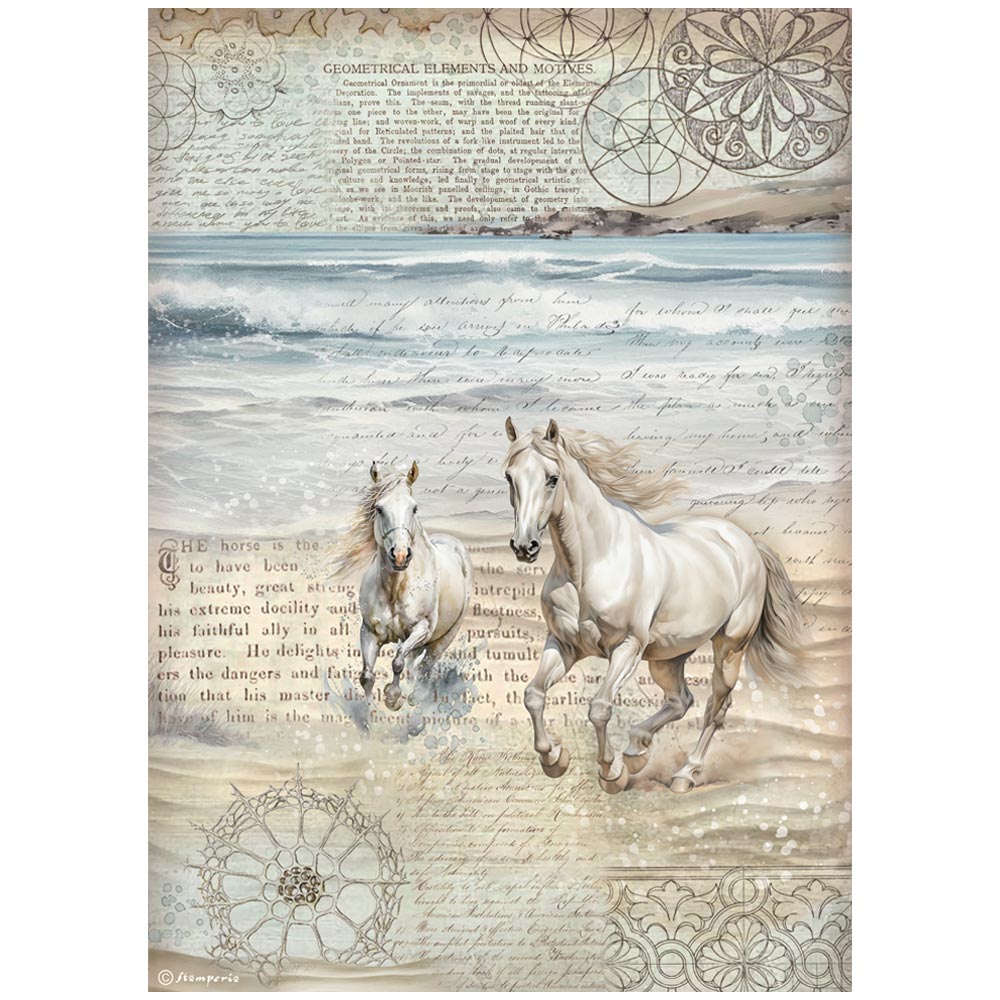 Textured ocean scenes. Stamperia Rice Paper Set