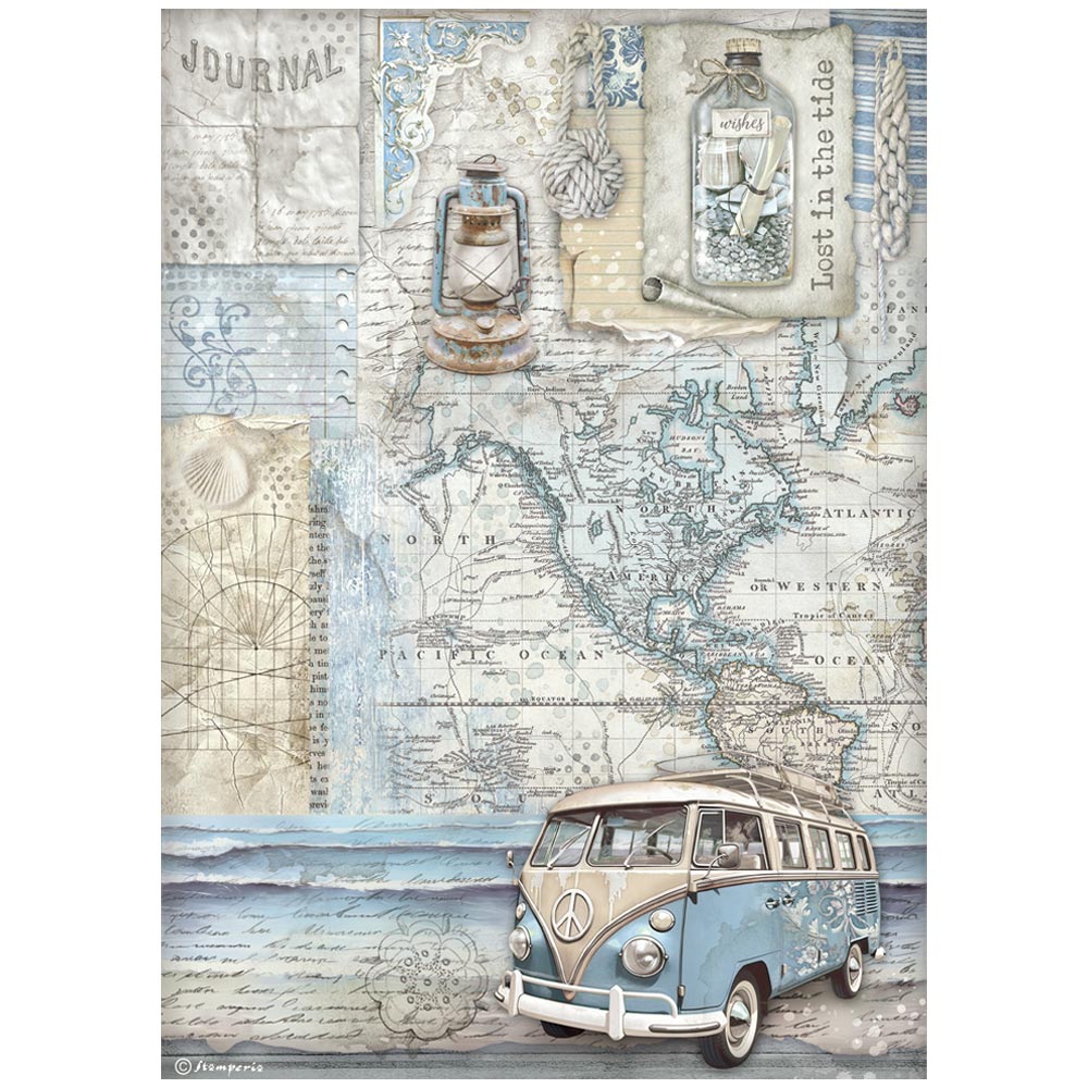 Textured ocean scenes. Stamperia Rice Paper Set