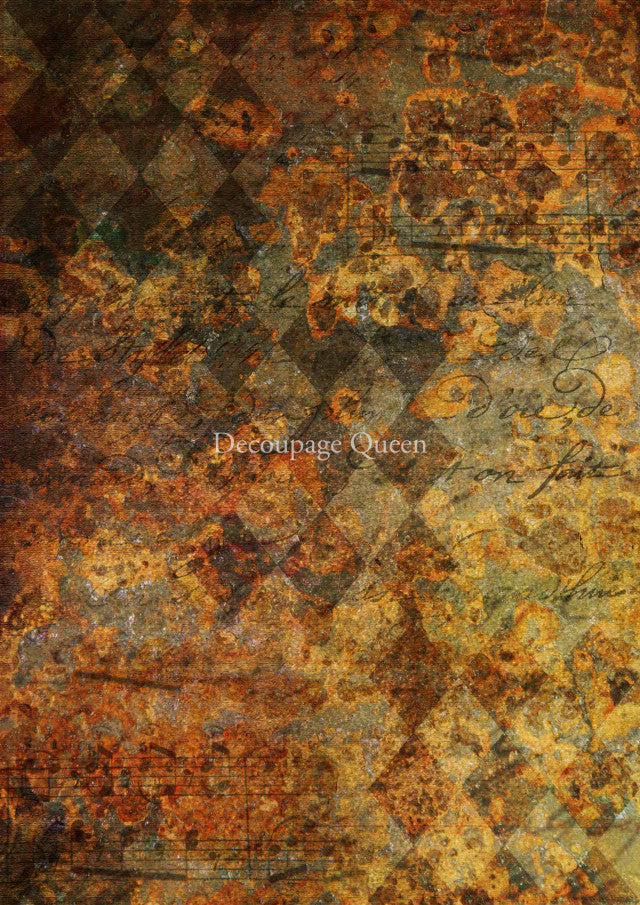 Rust burgundy gold diamonds design. Colorful European Rice paper used for Decoupage Art, Decoupage Crafts and Home Decor. 