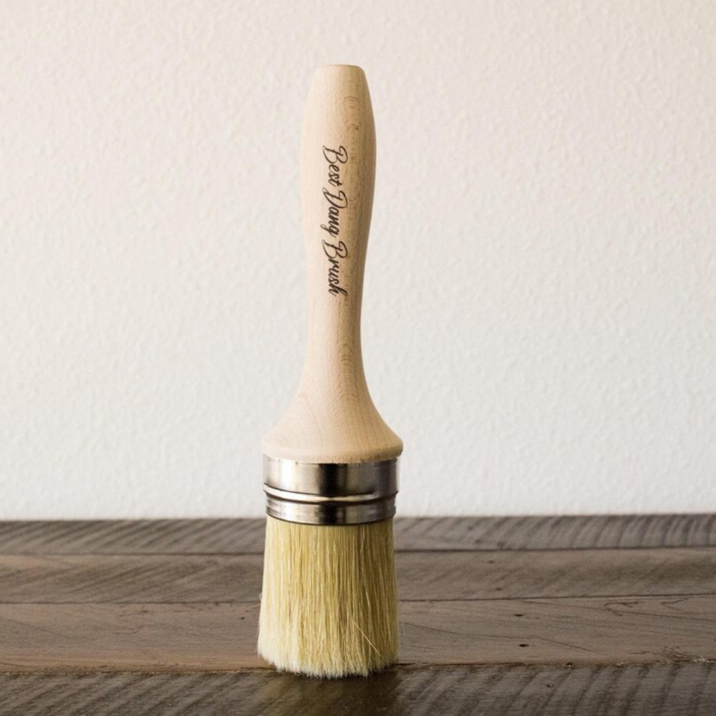 Round Chalk Paint Wax Brush Ergonomic Wood Handle Natural Bristle