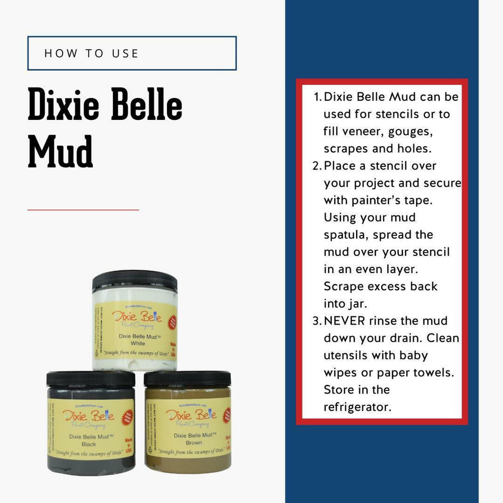 Dixie Belle Mud colors Black, Brown, and White in 8 ounce jars by Dixie Belle