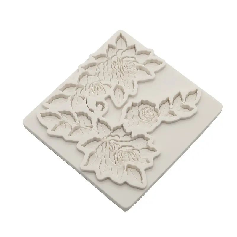 Silicone Craft Accent Mold. Roses and leaves.