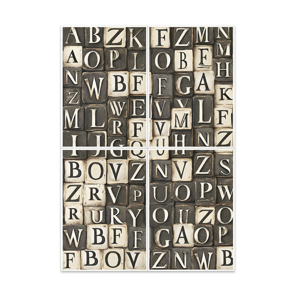 Black and White Alphabet Letters decoupage paper 