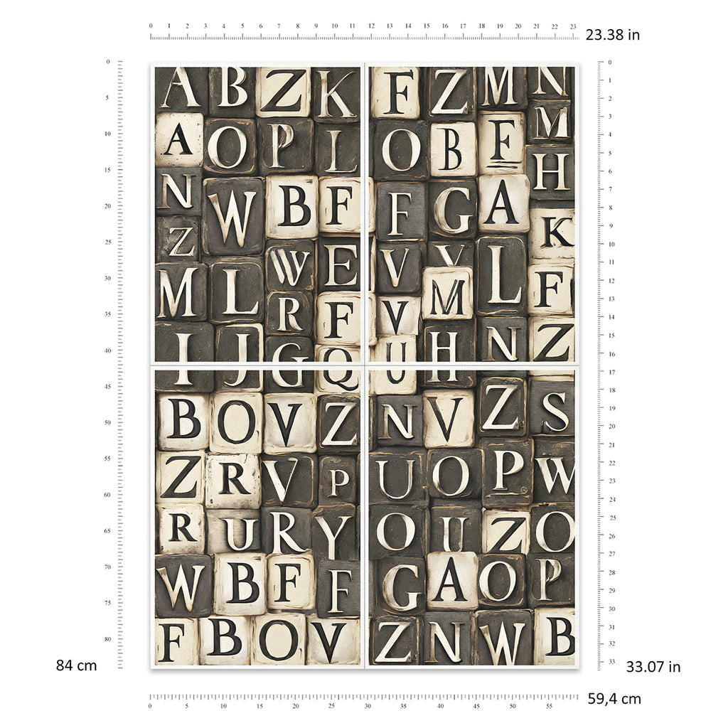 Black and White Alphabet Letters decoupage paper 