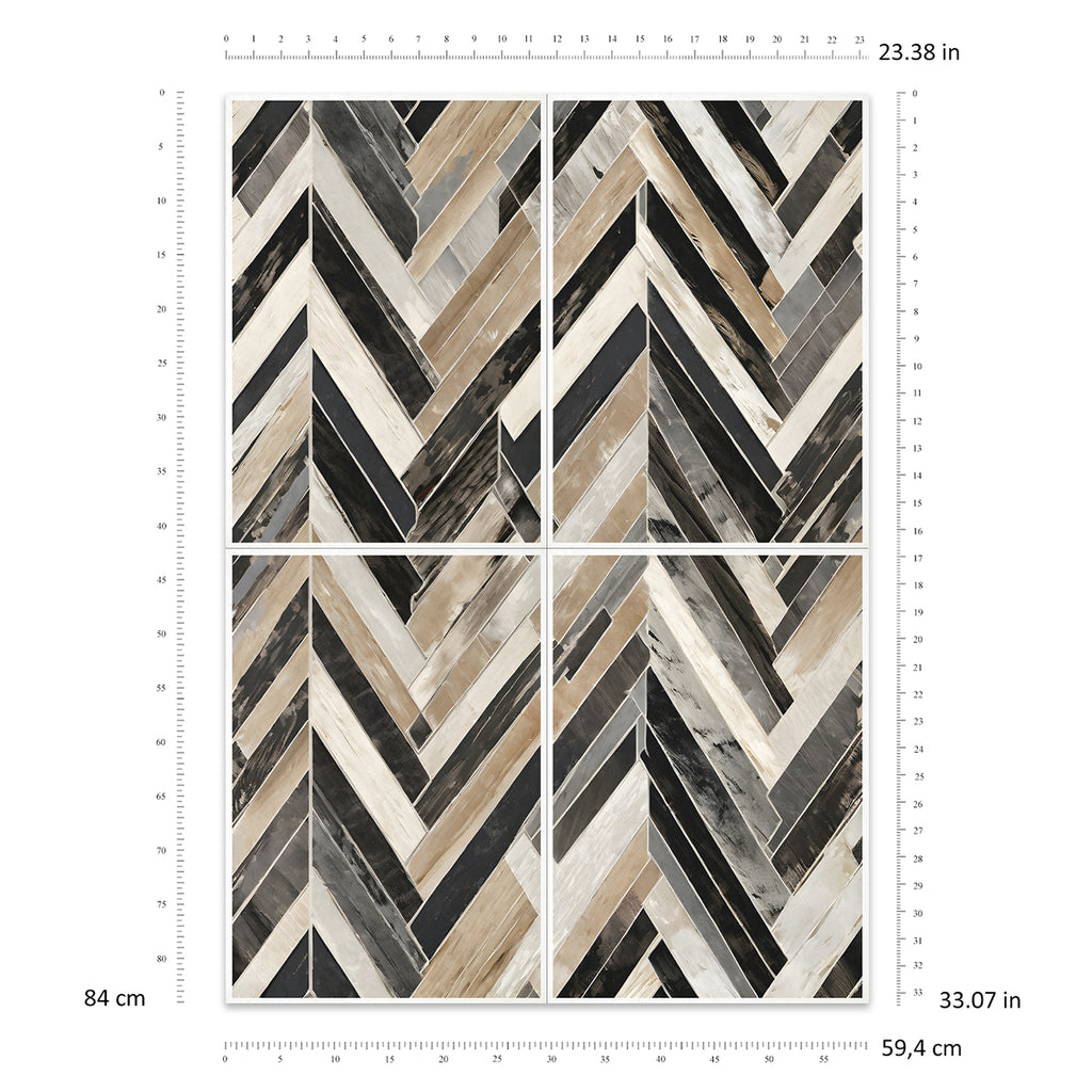 paper with chevron pattern and measurement scale on the side