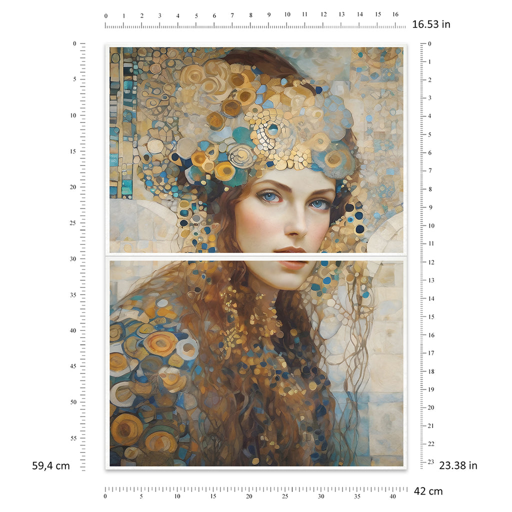 Artistic depiction of a woman with decorative headpiece