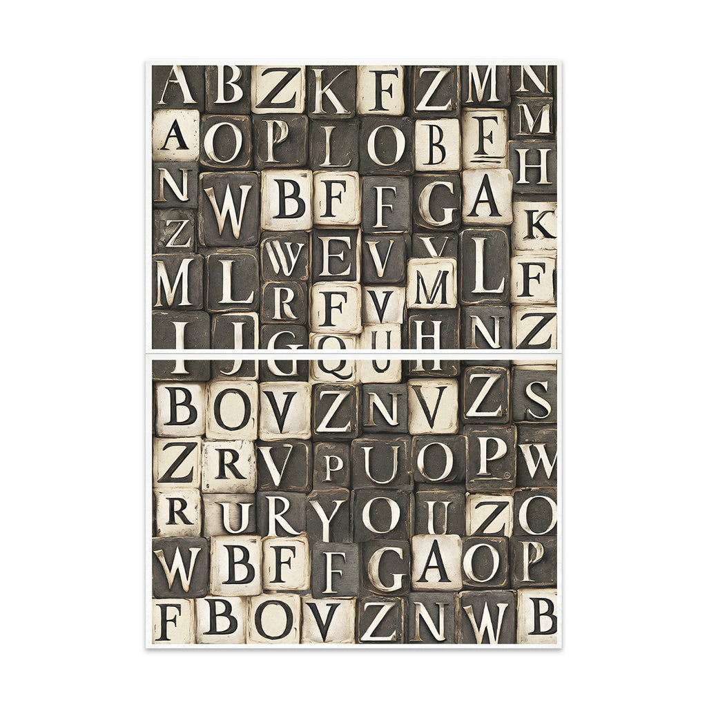 Black and White Alphabet Letters decoupage paper 
