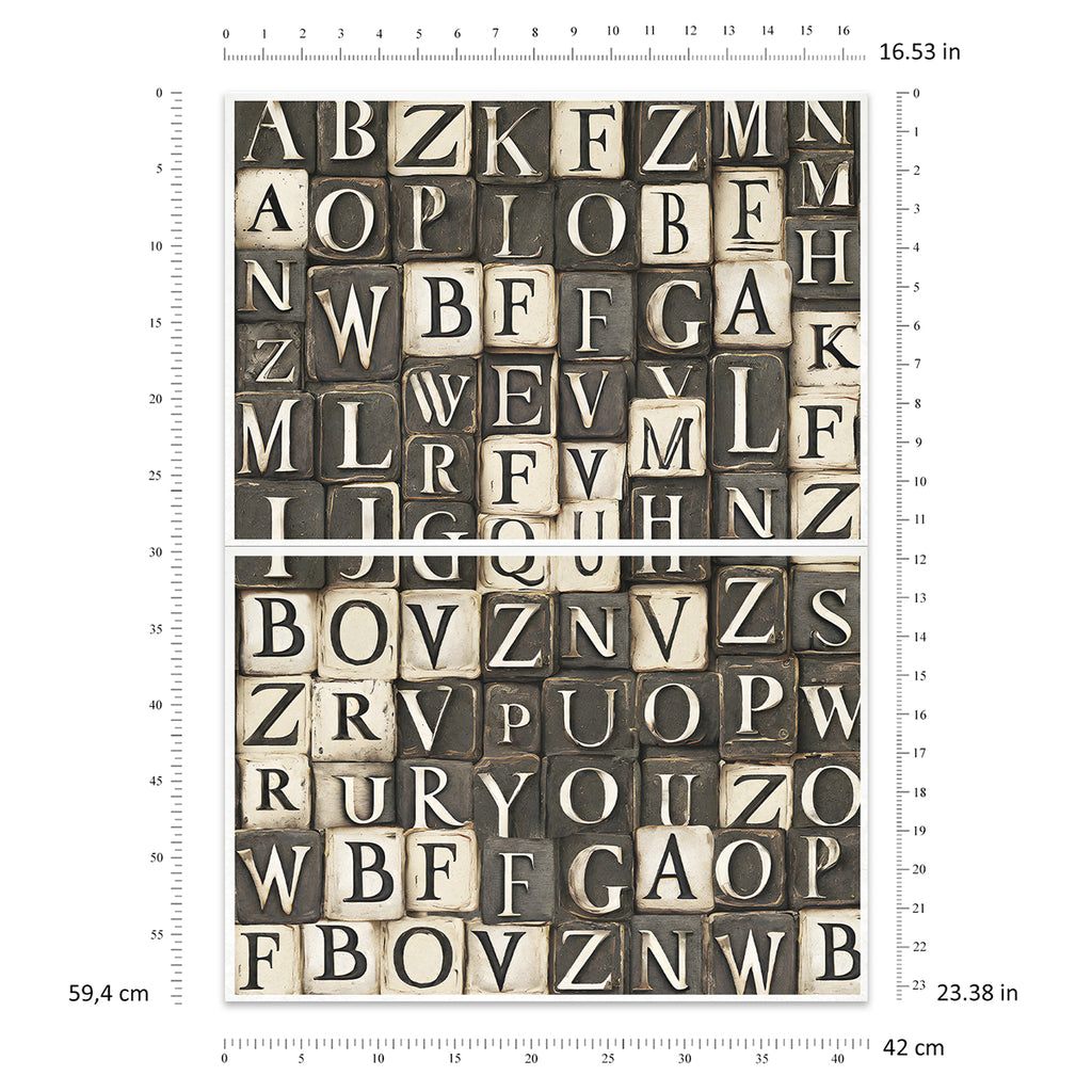 Black and White Alphabet Letters decoupage paper 