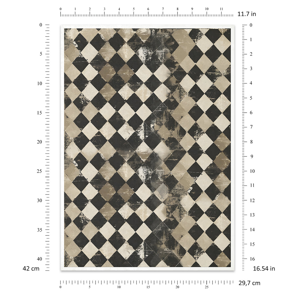 Black and white Harlequin patterned decoupage rice paper by ITD Collection
