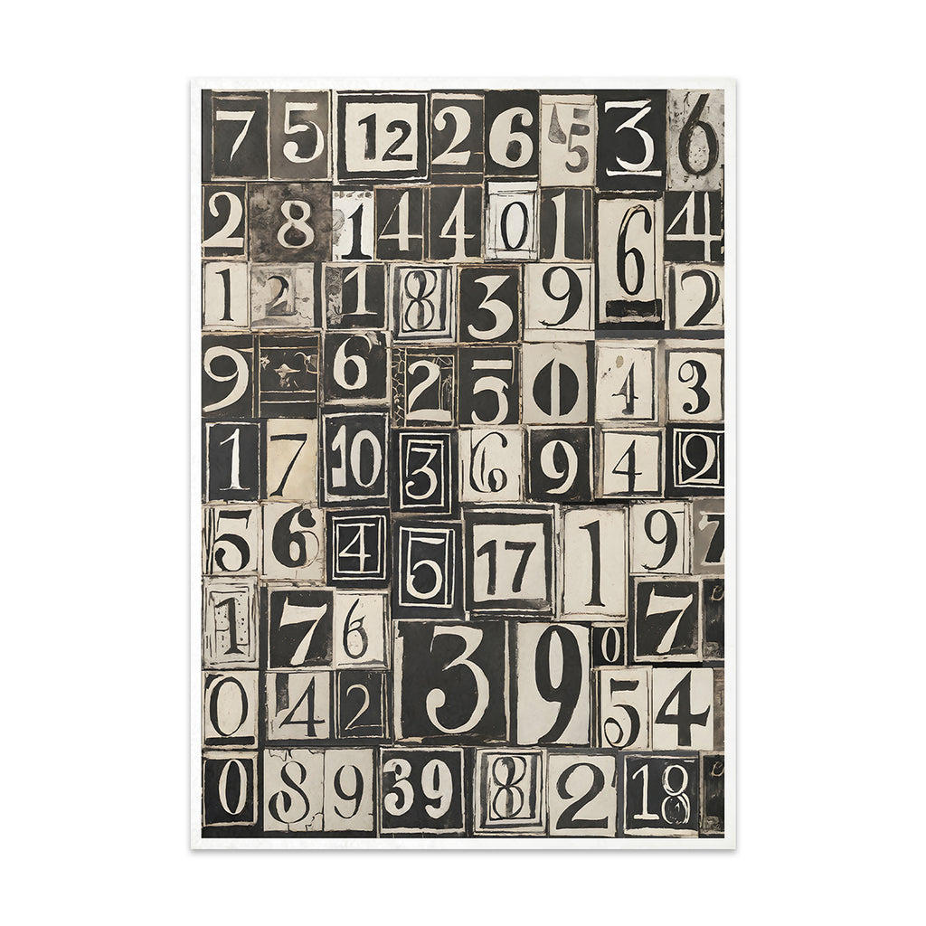 Black and White alphabet letters in small squares on Decoupage Rice Paper.