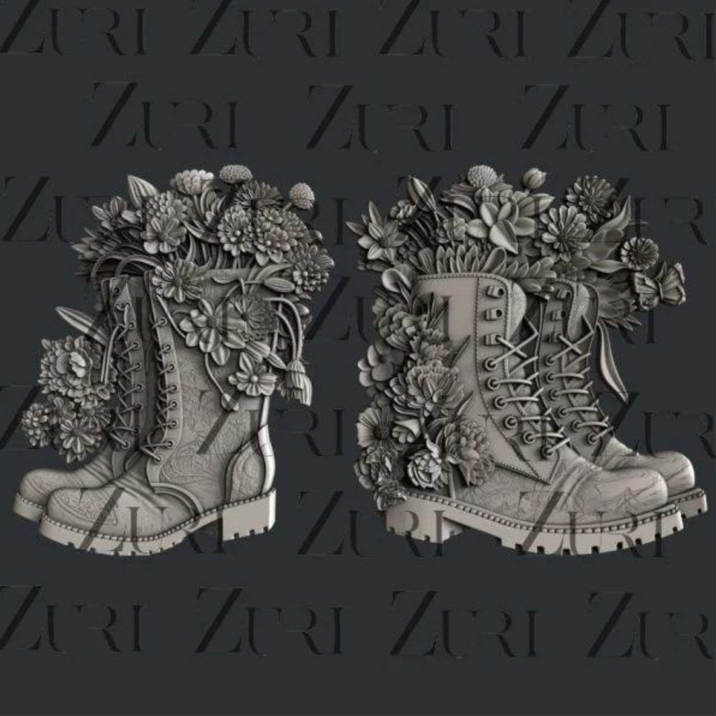Silicone mold casting of Floral boots from Zuri molds