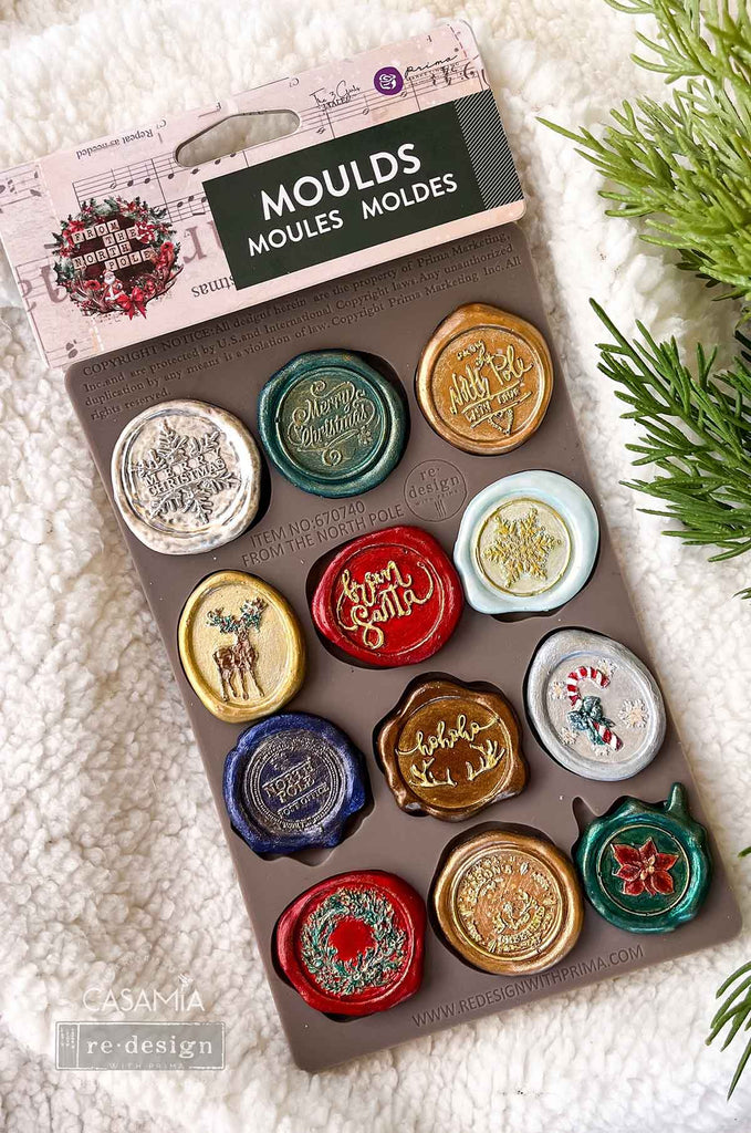 1 mould with 12 circular Christmas designs by ReDesign with Prima From the North Pole Collection