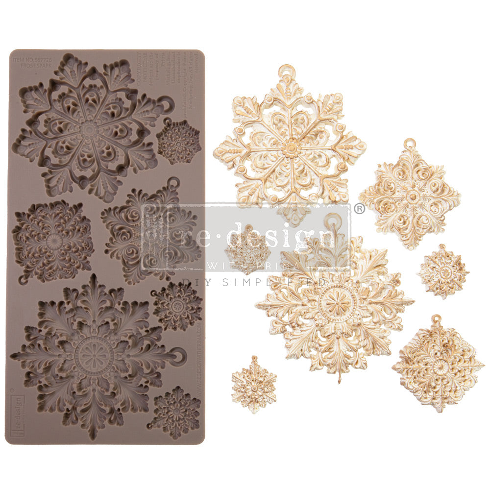 7 Snowflakes pattern. ReDesign with Prima - Decor Mold 5x10 Pattern: Frost Spark. Heat resistant and food safe. 